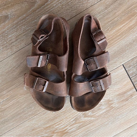 Birkenstock Arizona Soft Footbed Sandals — Brown Oiled Leather, EU 38/US 7 - Picture 2 of 7